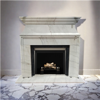 Guangxi White Marble Modern Style Indoor Fireplace Mantel