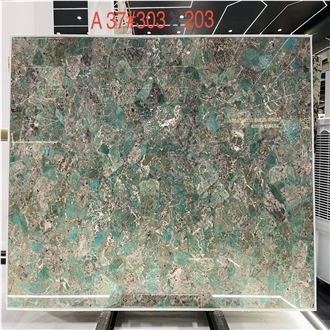 Amazonita Granite Slabs Presenting Complex Color