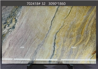 Aquarella Quartzite Slabs Presenting Flowing Color Streaks