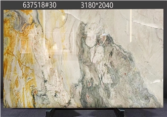 Calacatta Macaubas Quartzite Slabs Colorful Patches