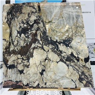 Chinese Bulgari Marble Slabs Displaying Intricate Brown