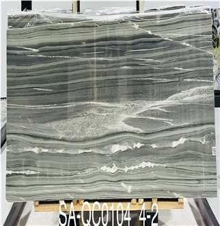 Cristallo Del Mare Quartzite Slabs Wavy Gray Green Blends