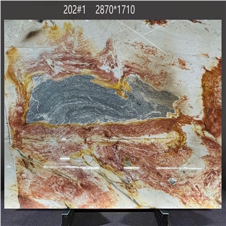 Picasso Quartzite Slabs Highlighting Artistic Color Patches