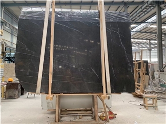 Pietra Grey Marble Slabs Displaying Dark Grey Base