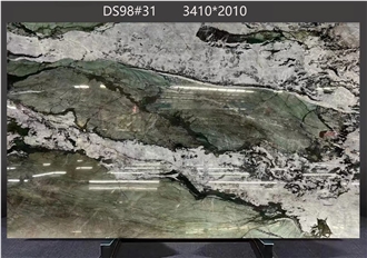 Royal Green Quartzite Slabs Exhibiting Rippled Green Designs