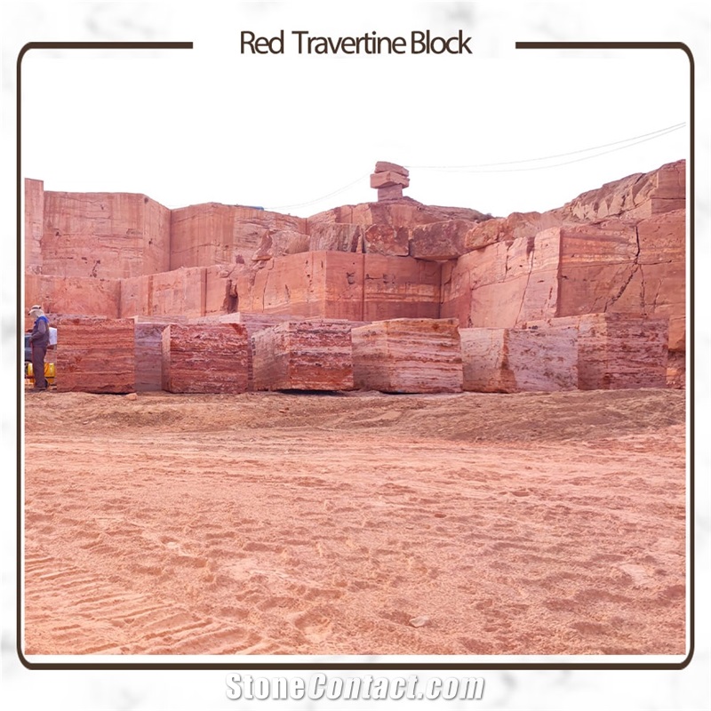 Azarshahr Red Travertine Blocks from Iran - StoneContact.com