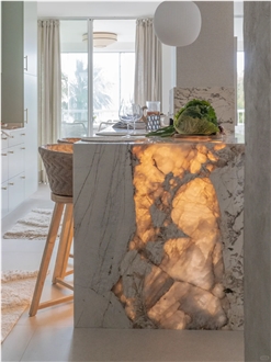 Custom Patagonia Stone Quartzite Backlit Kitchen Countertop