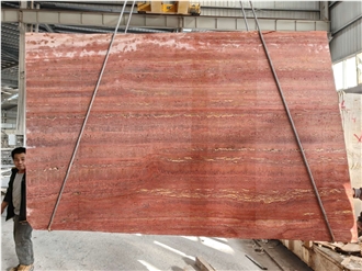 Iran Red Travertine  Slabs For Interior Use