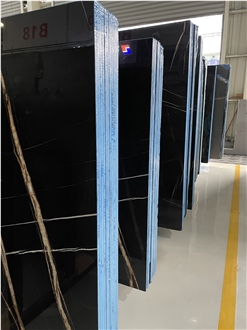 Nero Tunisi Black Gold Marble Slabs For Decoration