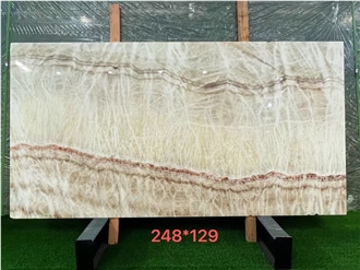 Translucent Wooden Grain Onyx Slabs For Home Decoration