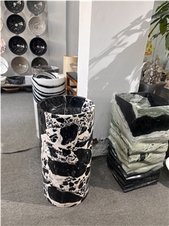 Bulgari Black Marble Pedestal Wash Basins