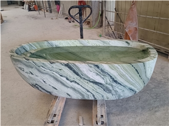 Shangri La Jade Green Marble Freestanding Bathtub