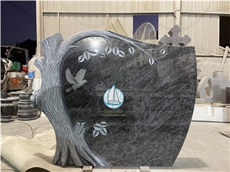 Bahama Blue Granite Tree Carved Monuments