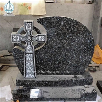 Blue Pearl Granite Celtic Headstone And Base