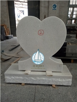 Crystal White Marble Heart Carved Upright Headstones