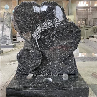 Pearl Blue Granite Three Heart Monuments Polished