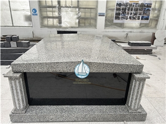Sesame Grey Granite Roof Design Columbarium With Vase