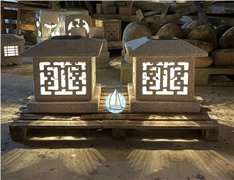 Sesame White G603 Granite Garden Lantern With Light