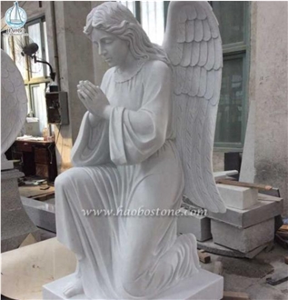 White Marble Praying Angel Sculpture