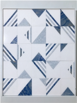 Art Deco Triangle Blue Azul Argentina Celeste Mosaic Tiles