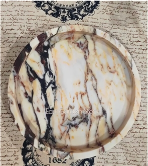 Home Decorate Calacatta Viola Bvlgari Marble Jewelry Dishes