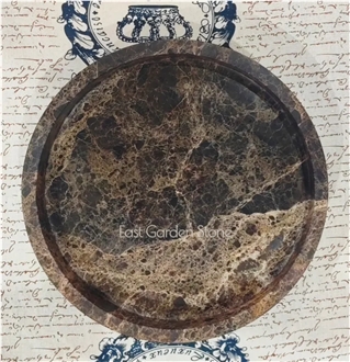 Round Dark Emperador Marble Perfume Home Decor Products