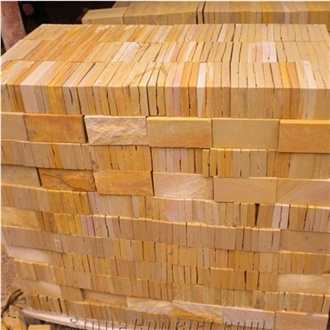 Hard And Durable Yellow Wooden Sandstone Wall Tiles