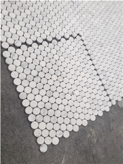 Bianco Carrara Marble Penny Mosaic Tiles