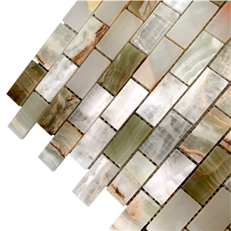 Mixed Colors Green Onyx Mosaic Tiles