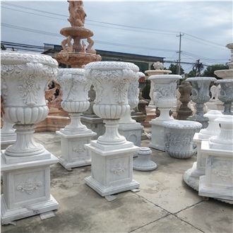 YUANDA White Marble Flower Pots