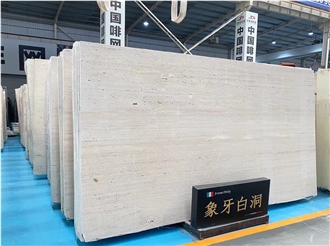 Bianco Sibillino Ivory White Travertine Slabs