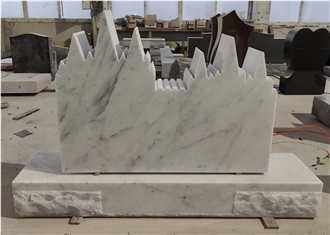 China White Marble Temple Shaped Headstone