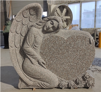 Oriental Pink G635 Granite Angel Heart Tombstone Memorial