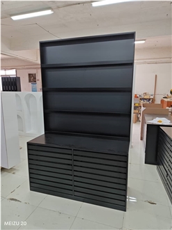 Black Multi - Drawer Display Cabinet With Shelves