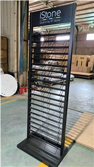 Tall Multi-Tiered Metal Display Rack With Grid Shelves
