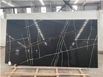 Black Marble Calacatta Vein Quartz Slabs