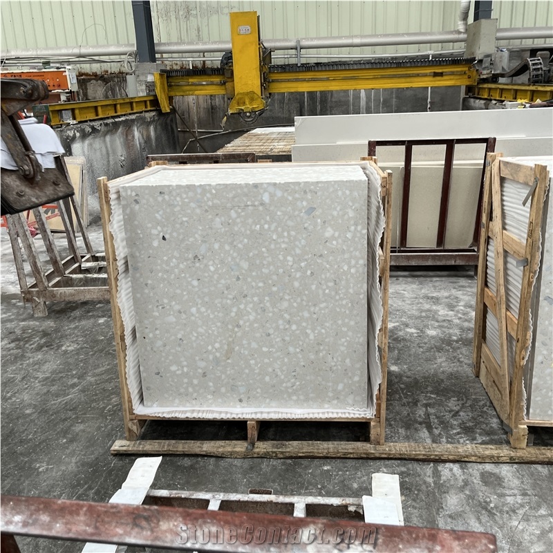 Alabaster Large Marble Chip Terrazzo Alameda Terrazzo  Slabs