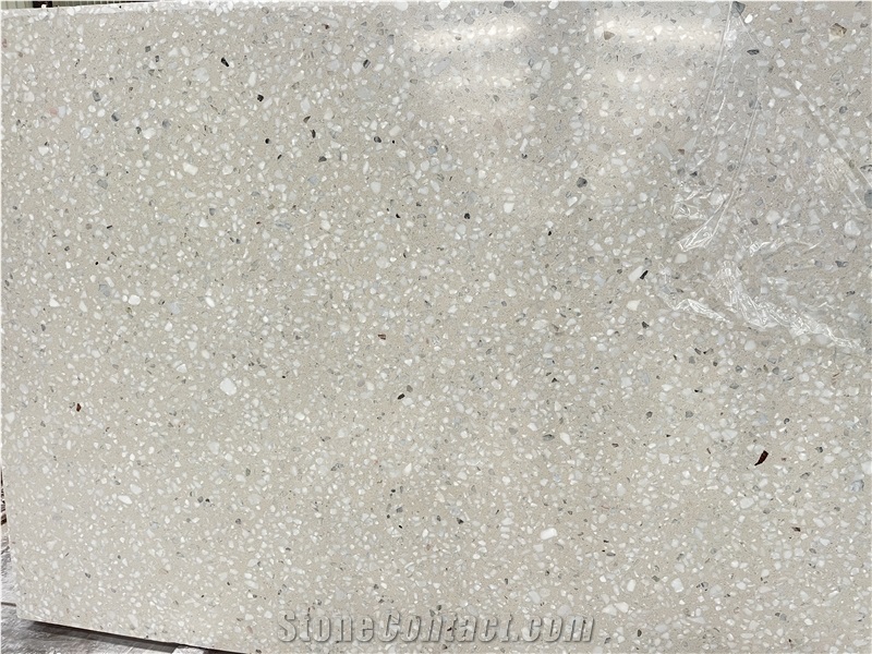 Alabaster Large Marble Chip Terrazzo Semi-White Terrazzo Slabs