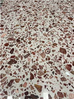 Alpine Red Terrazzo Big Aggregate Amber Terrazzo Slabs
