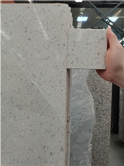 Bianco White Aggregate Flexible Terrazzo Slabs, Floor Tiles