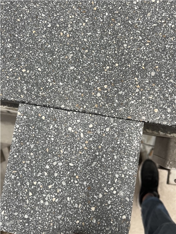 Dark Zinc Grey Terrazzo Tiles