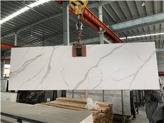 Top Blanco Con Vetas Cafes Sintered Stone Slabs