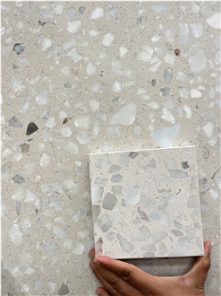 Venice Alabaster Large All White Chip Terrazzo Floor Tiles