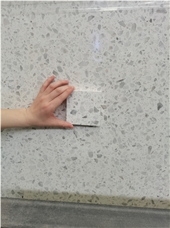 White Terrazzo Polished Slabs 2Cm