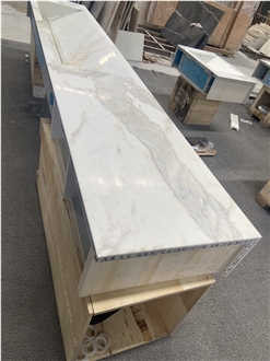 Calacatta Gold Marble Sink Bath Top Intergreted With Sink