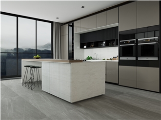 Travertino Navona White Quartz Polished 30Mm Kitchen Countertop