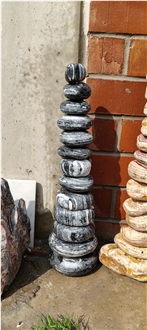 Green Marble Pebble Tower Garden Design Ornament