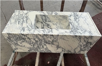 Arabescato White Marble Bathroom Sink Vanity Tops Unit