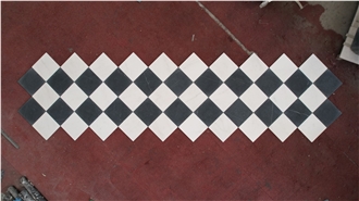 Black And White Marble Checkerboard Flooring Tiles