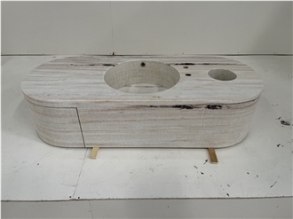 Palissandro Marble Vanity Integrated Sink Bathroom Design